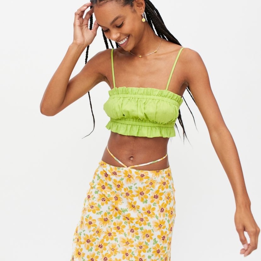 urban outfitters smocked ruffle cami